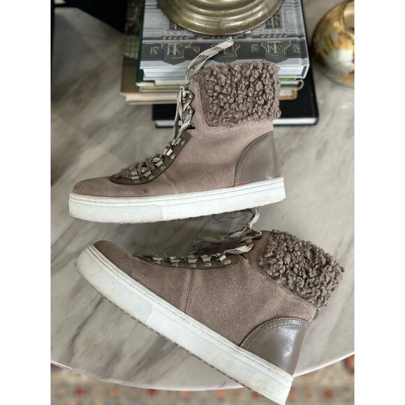 Sam Edelman Grey Suede & Faux Shearling Sneaker Booties - Picture 1 of 10